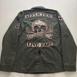 Affliction Men's cross bone military Jacket